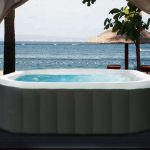 Inflatable hot tub with jet